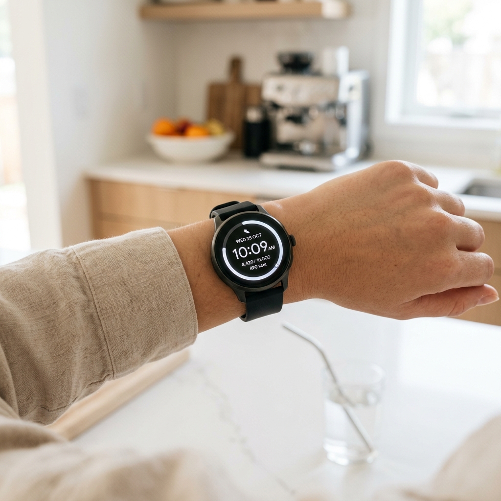 Smartwatch displaying concentric expiration countdown rings